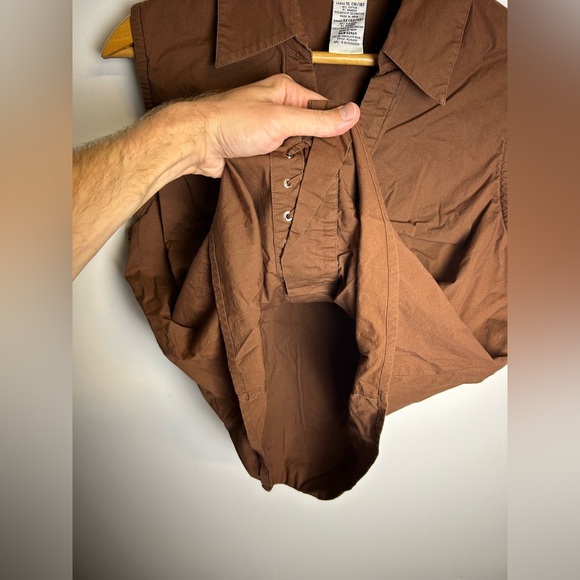 Y2k Faded Glory Brown Lace-Up Button Down Blouse Corset style Goth Fairy Sz XL - Picture 4 of 9